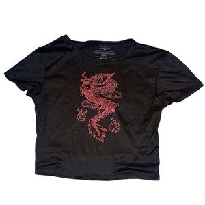 Juniors size x-small Homegirl society Black Short Sleeve Dragon Logo Crop Top